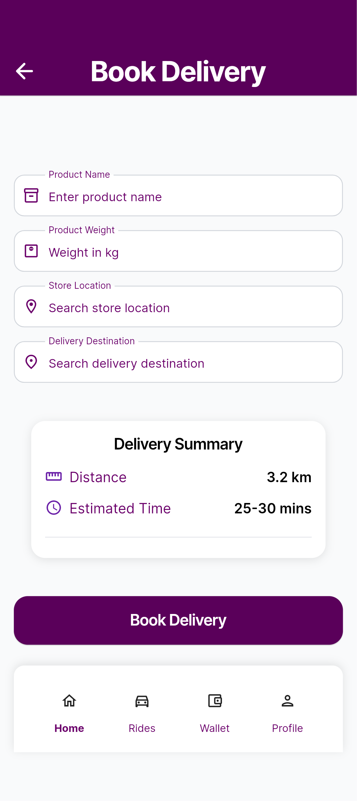 StreetRide Delivery Booking